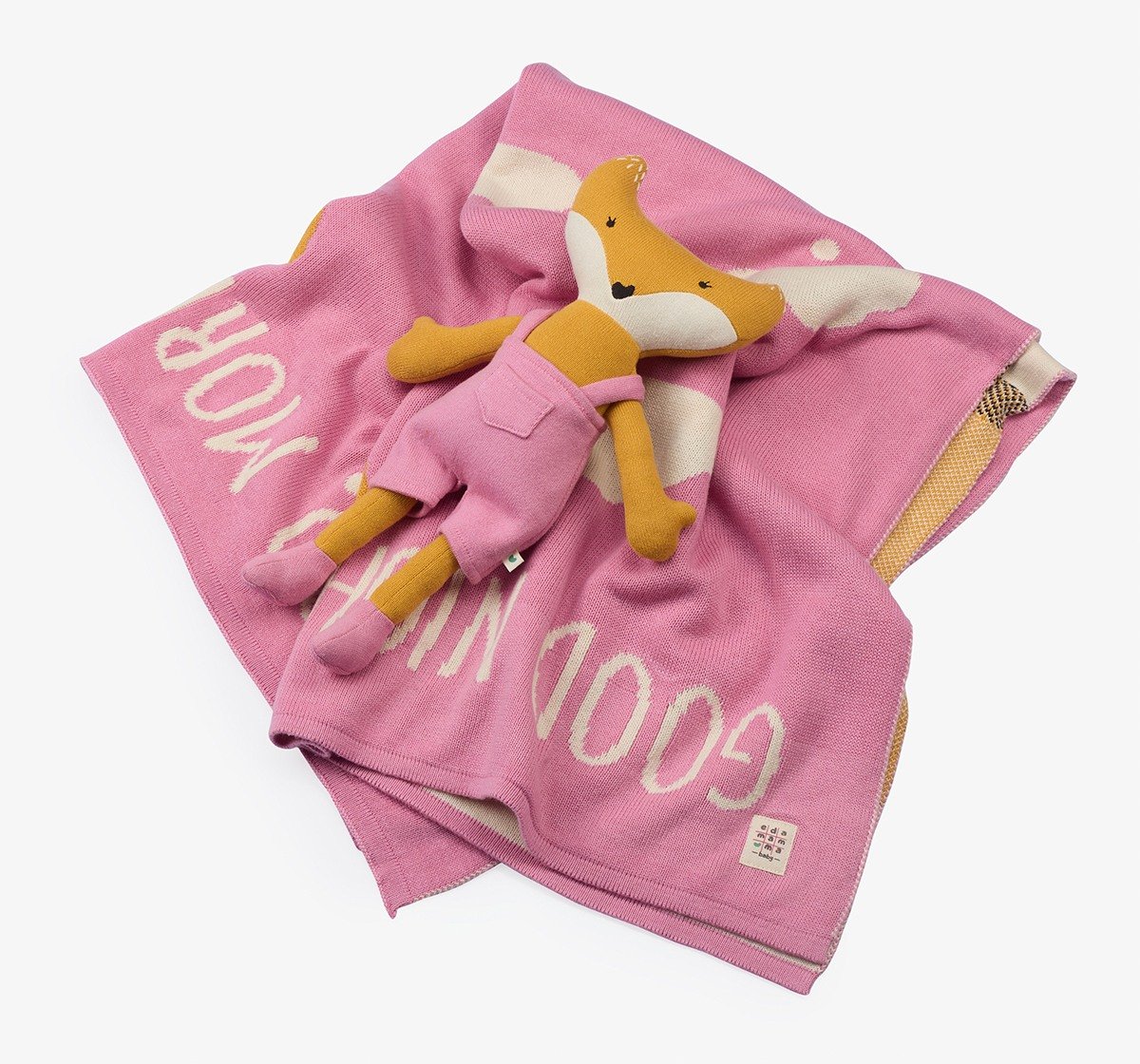 Flat Knit Blanket With Flat Knit Fox Toy