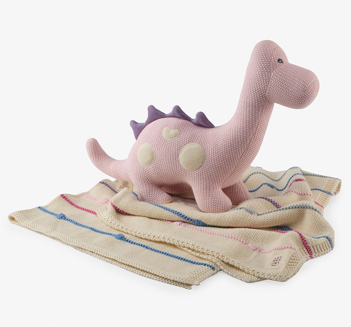 Flat Knit Blanket With Dino Toy