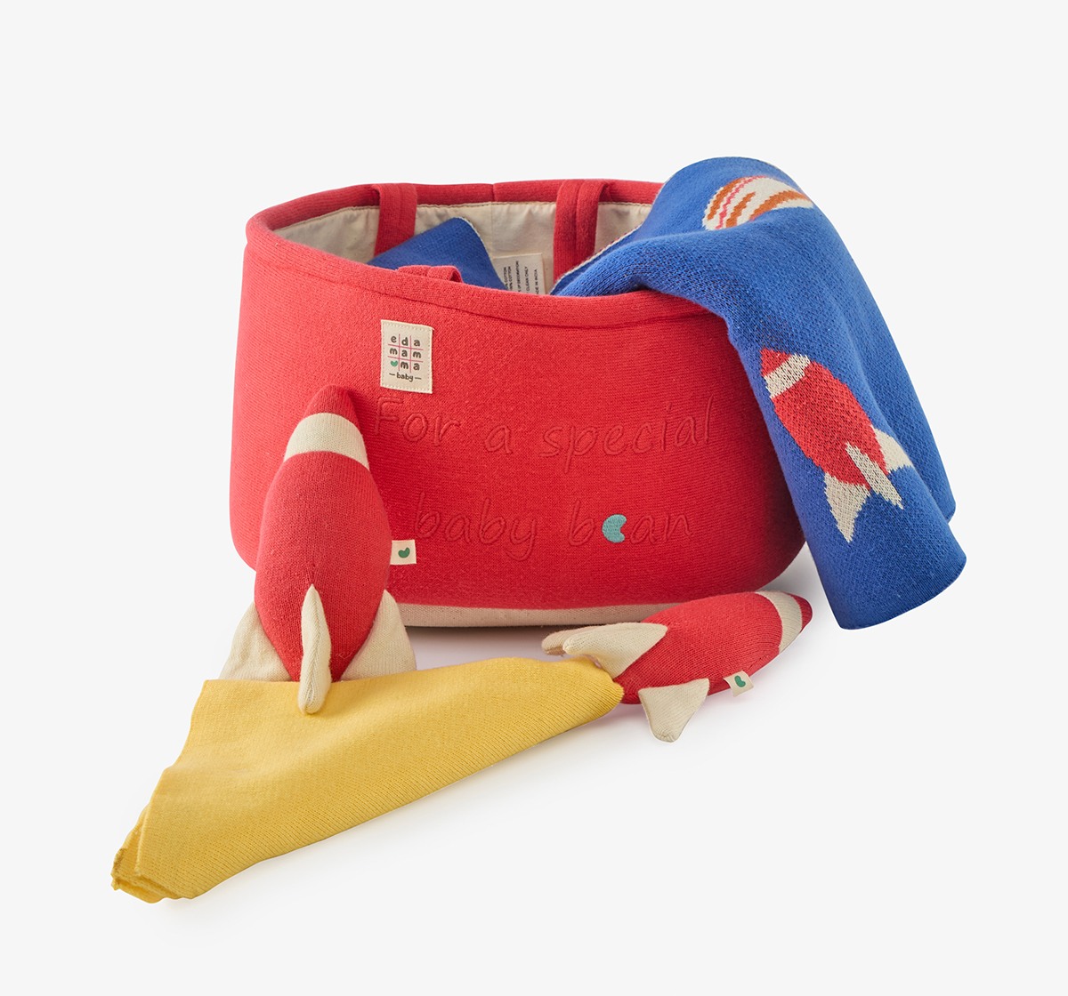 Blanket, Rattle, Cuddle Cloth & Basket 4 Pcs Gift Sets