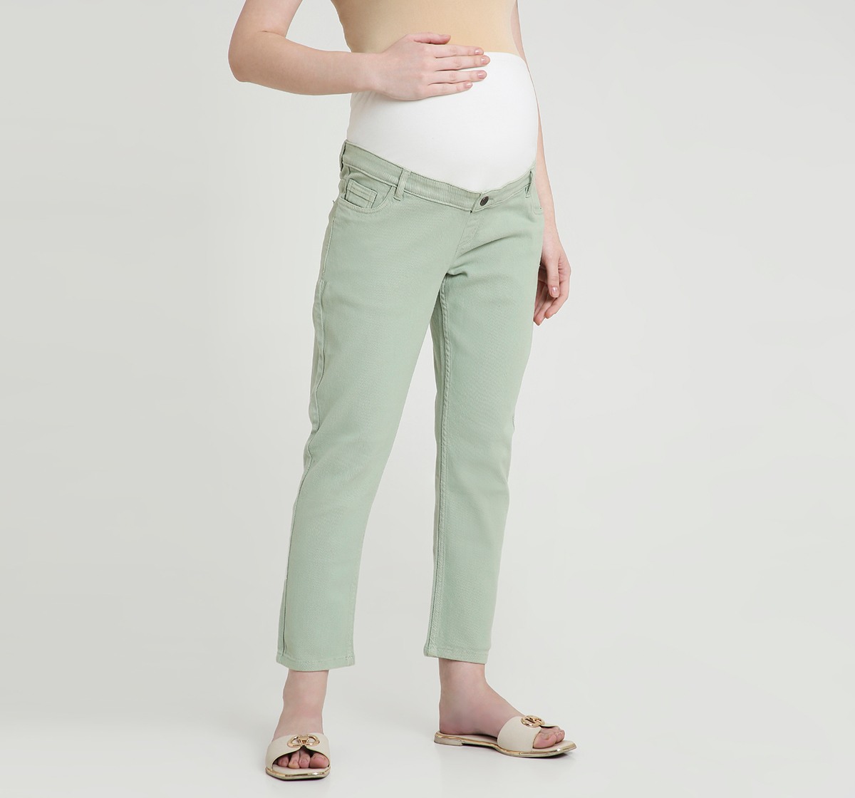 Maternity Jeans  Solid Olive