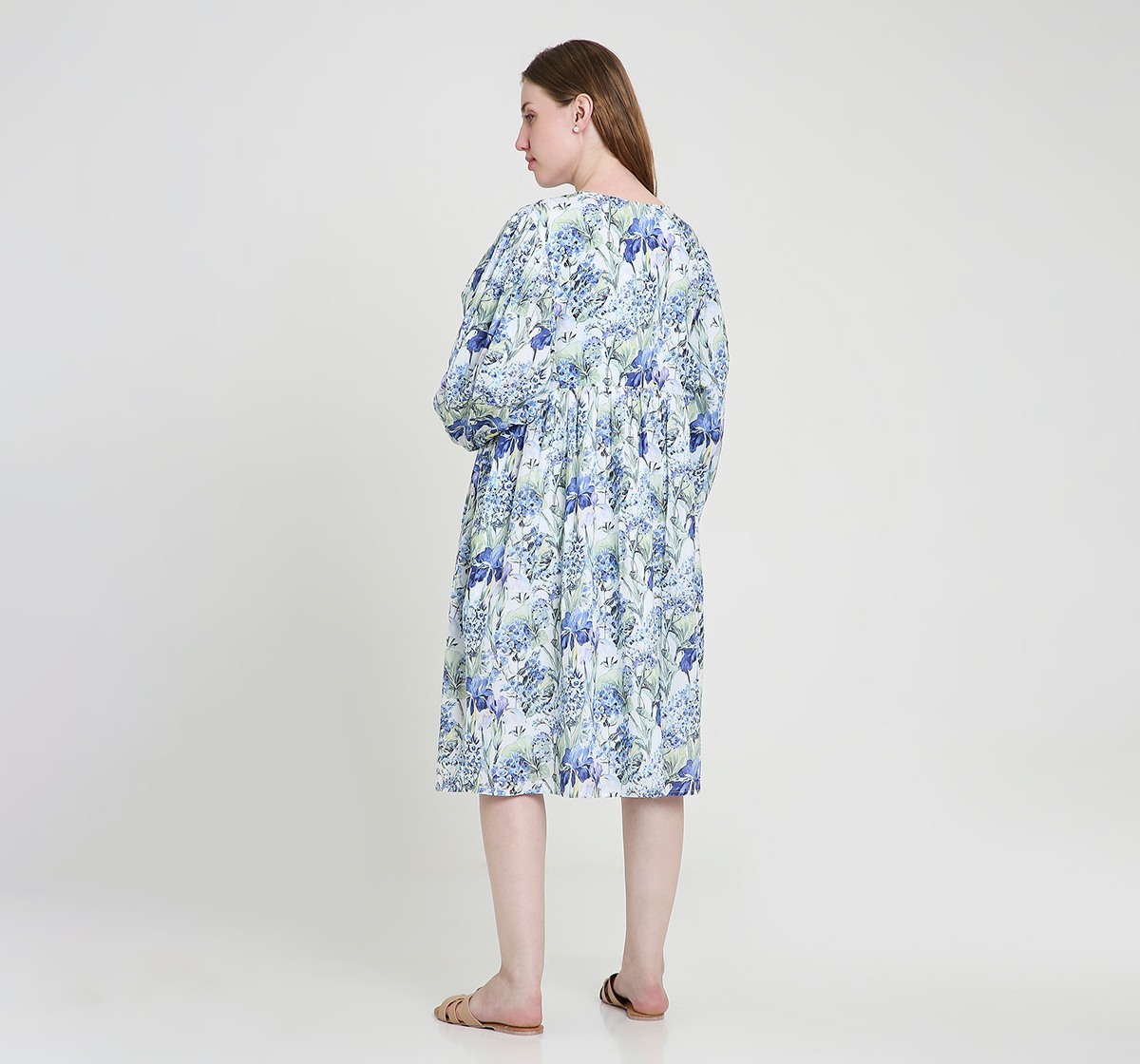 Maternity Dress Long Sleeves Floral Print Multi