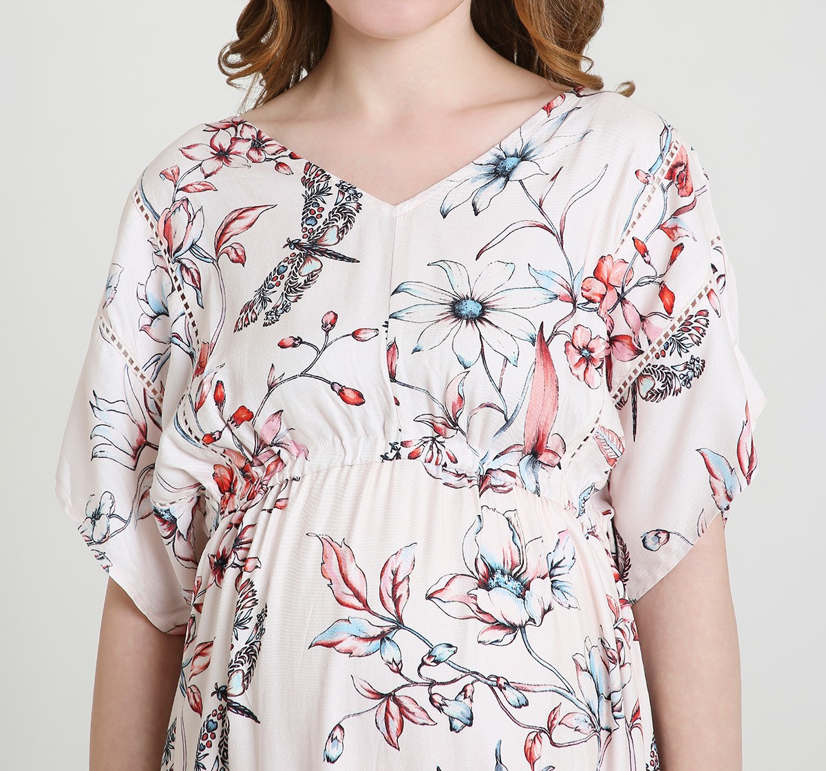 Maternity Dress Short Sleeves Floral Print Multi