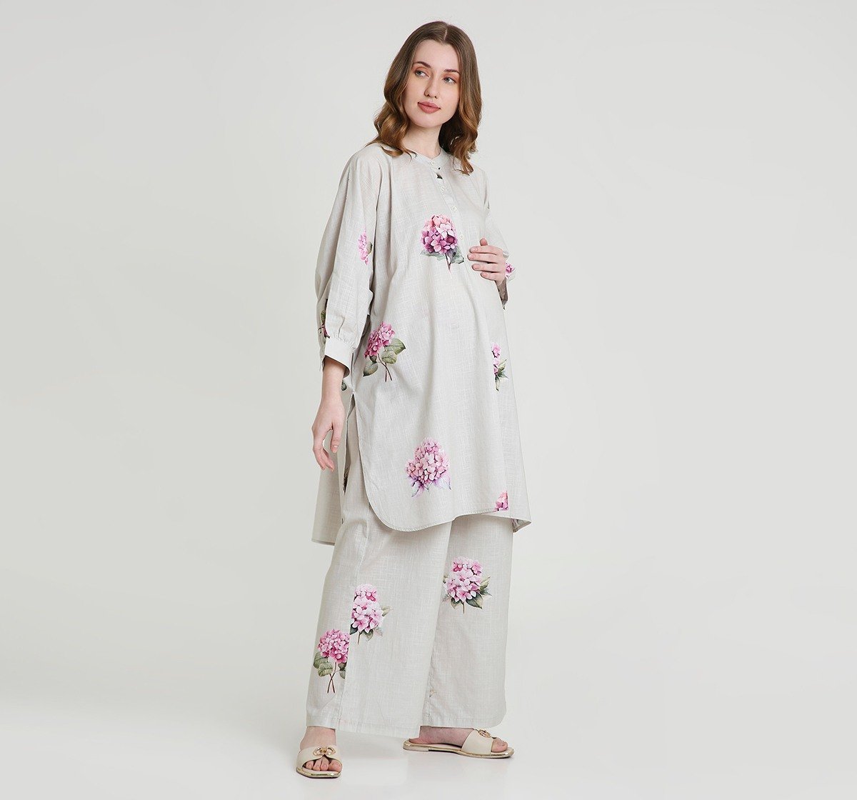 Maternity Clothing Sets 3/4 Sleeves Floral Print Multi