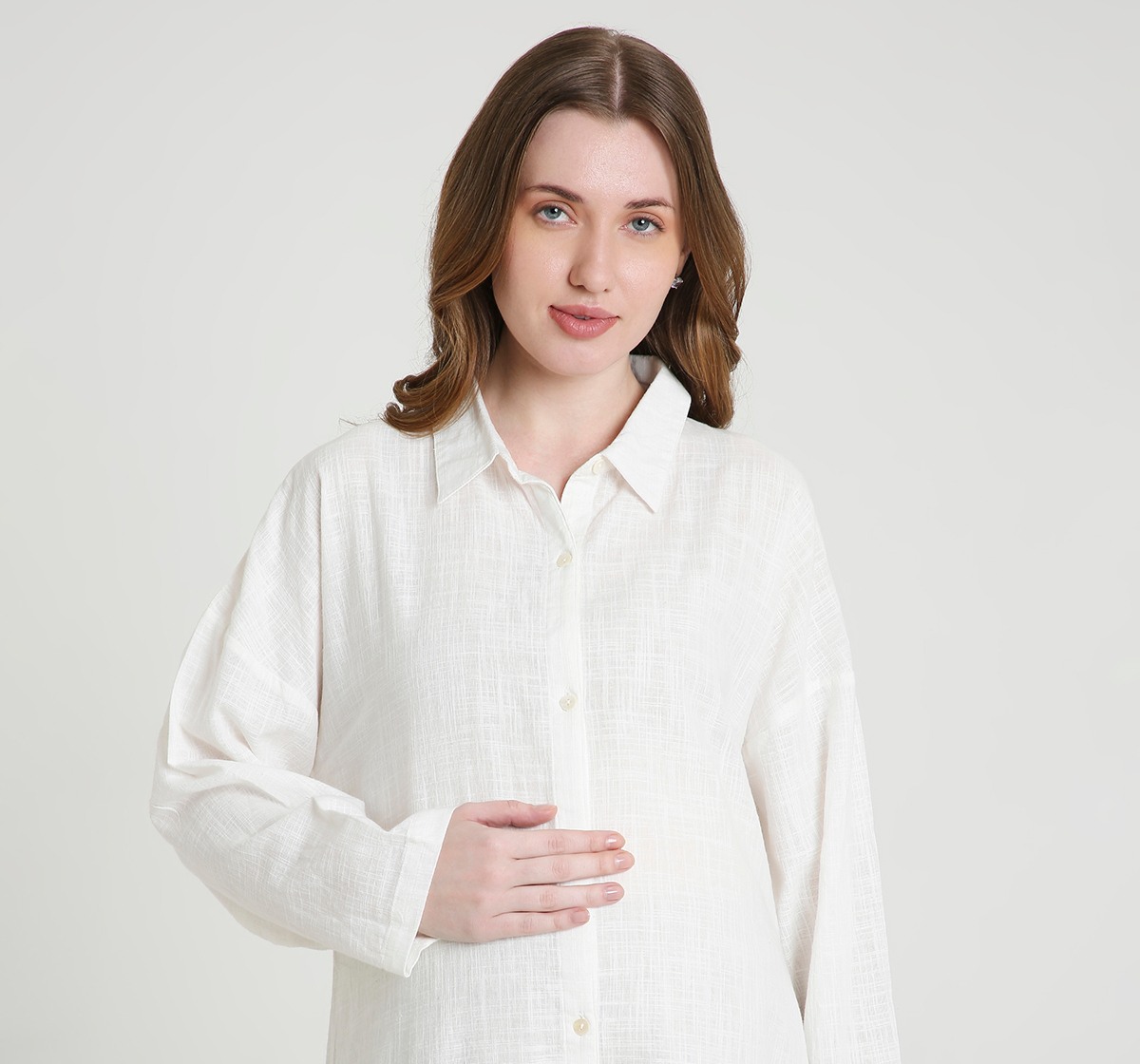 Maternity Clothing Sets Long Sleeves Solid White