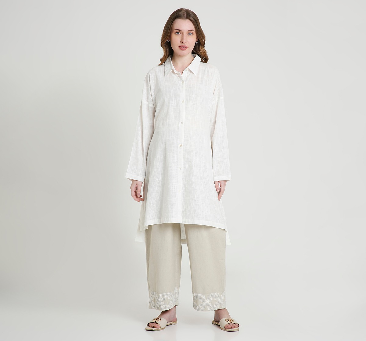 Maternity Clothing Sets Long Sleeves Solid White