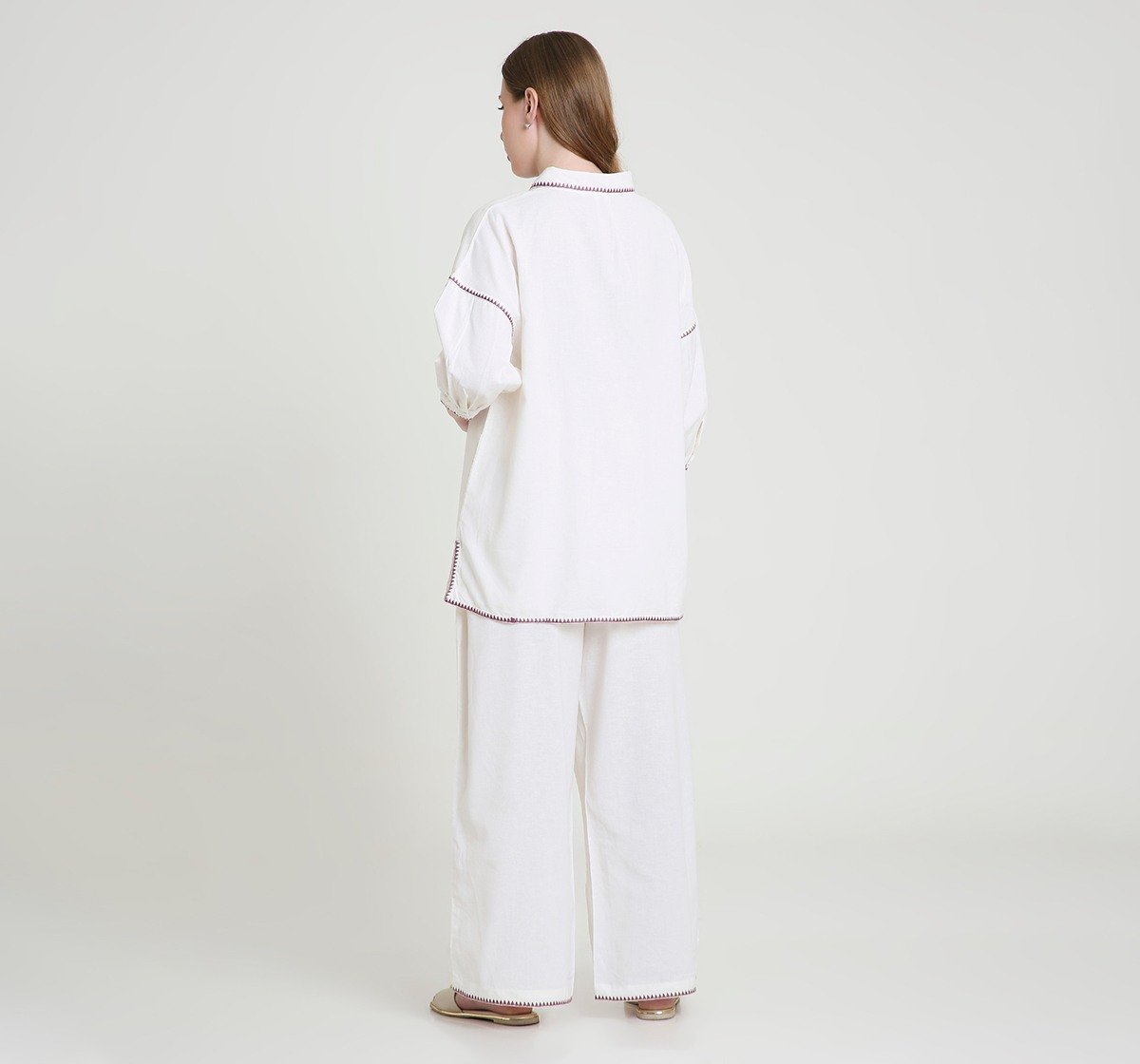 Maternity Clothing Sets 3/4 Sleeves Embroidered White