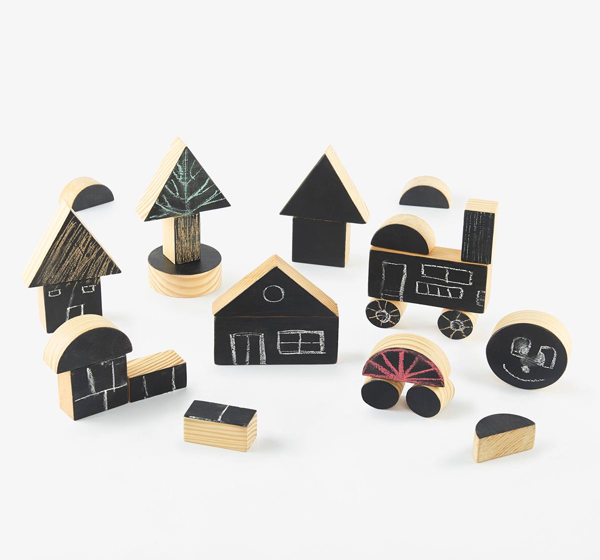 Ed-a-Mamma Imagination Play - Wooden Slate Blocks (25 Pcs)