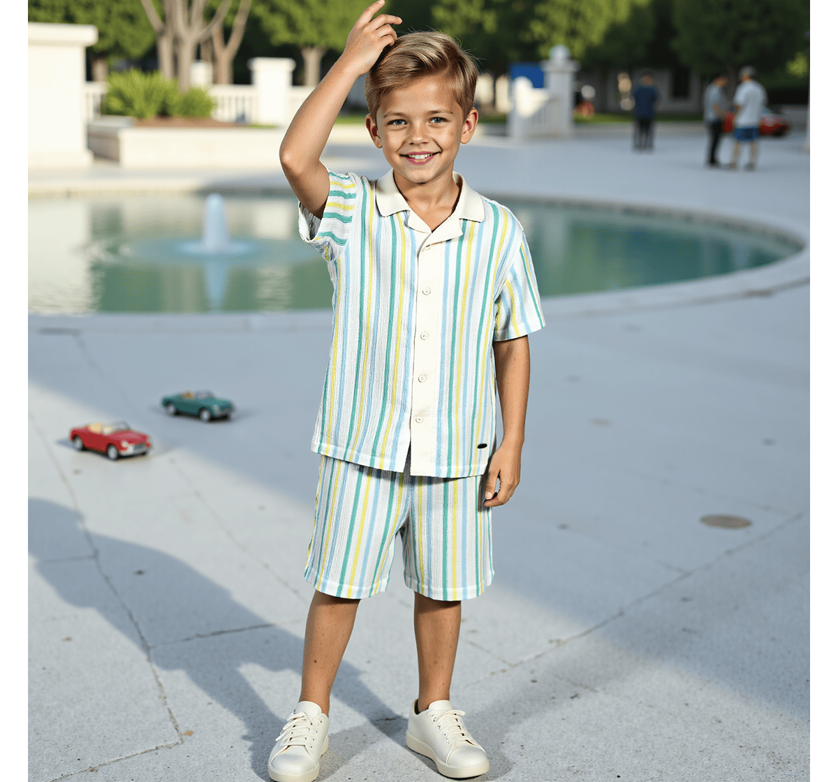 Boys striper set off white