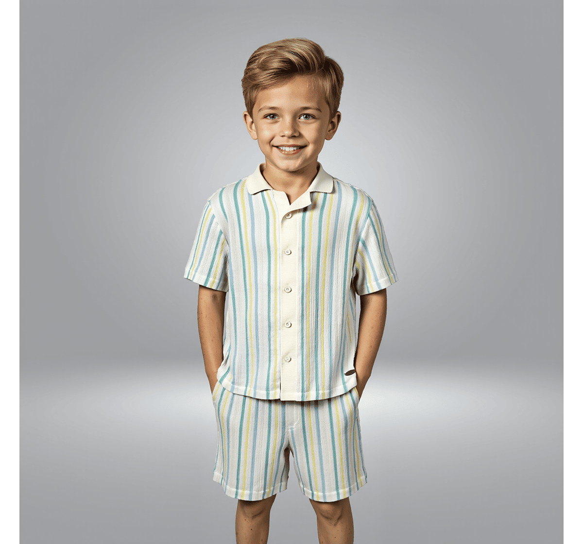 Boys striper set off white