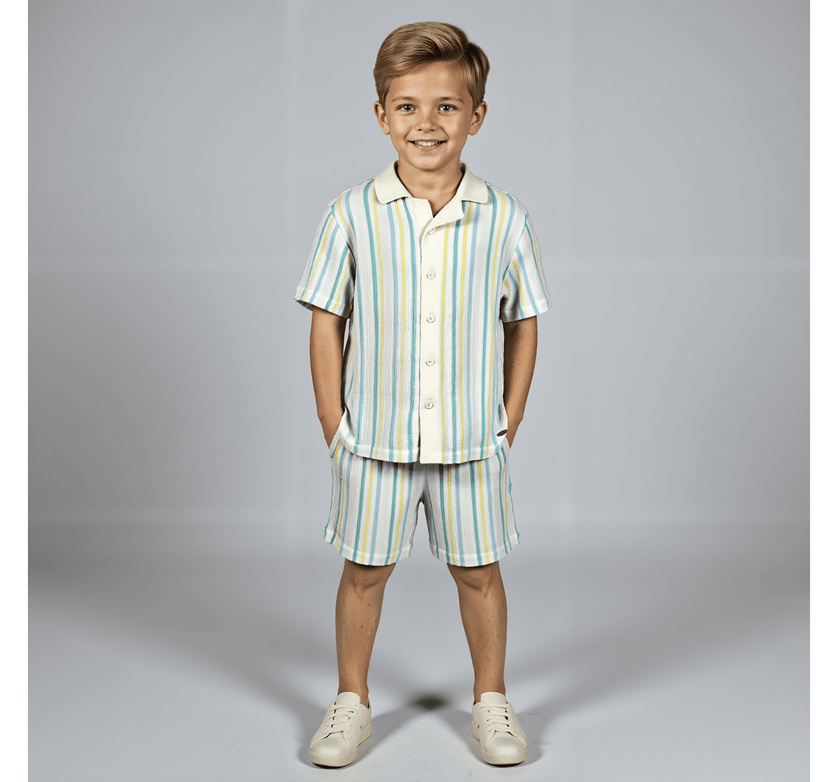 Boys striper set off white