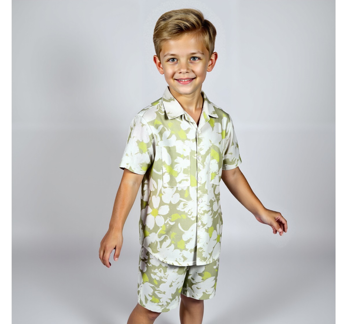 Boys Shirt & Shorts Clothing Sets Green