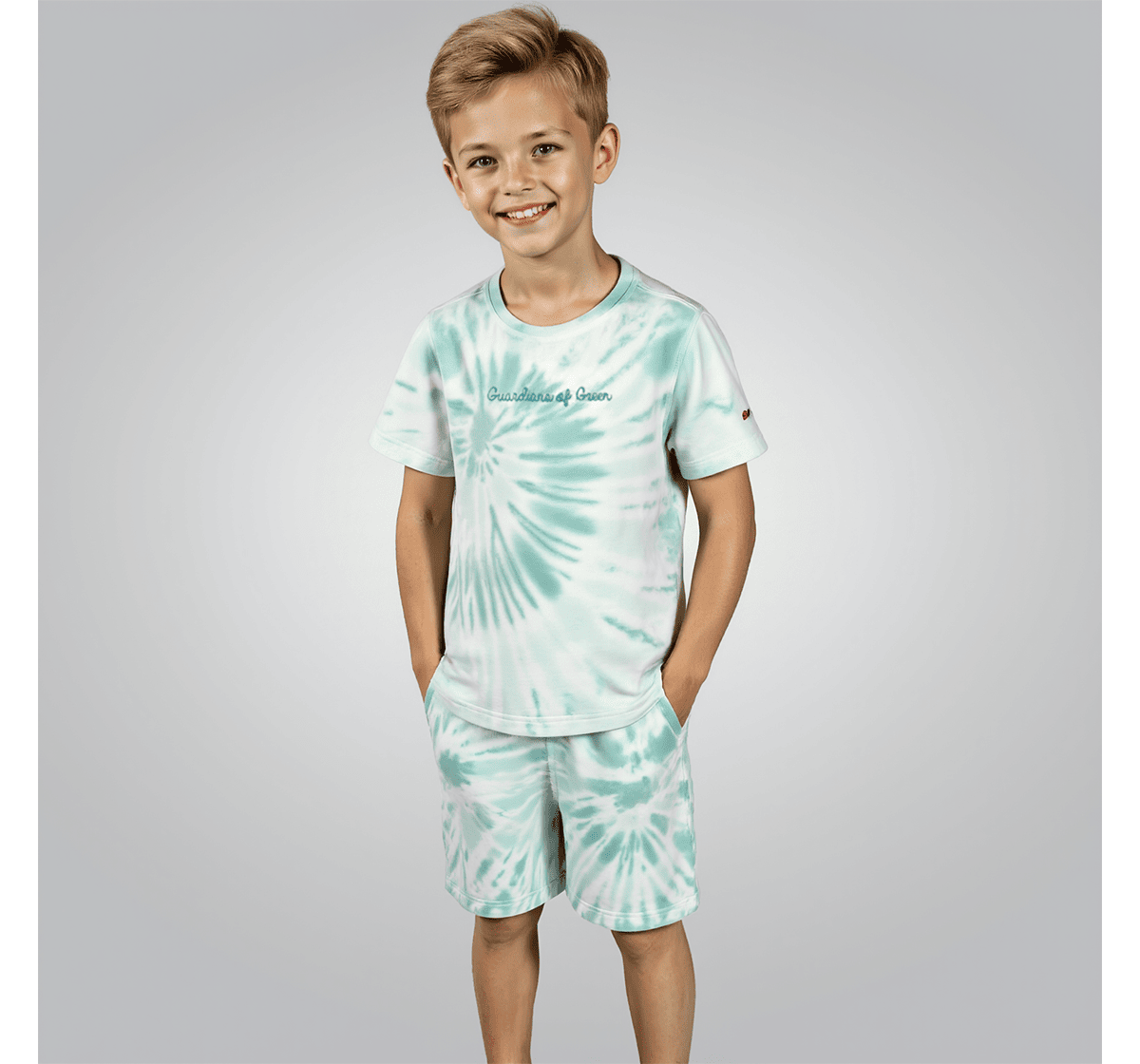 Boys printed t-shirt & shorts clothing sets Mint