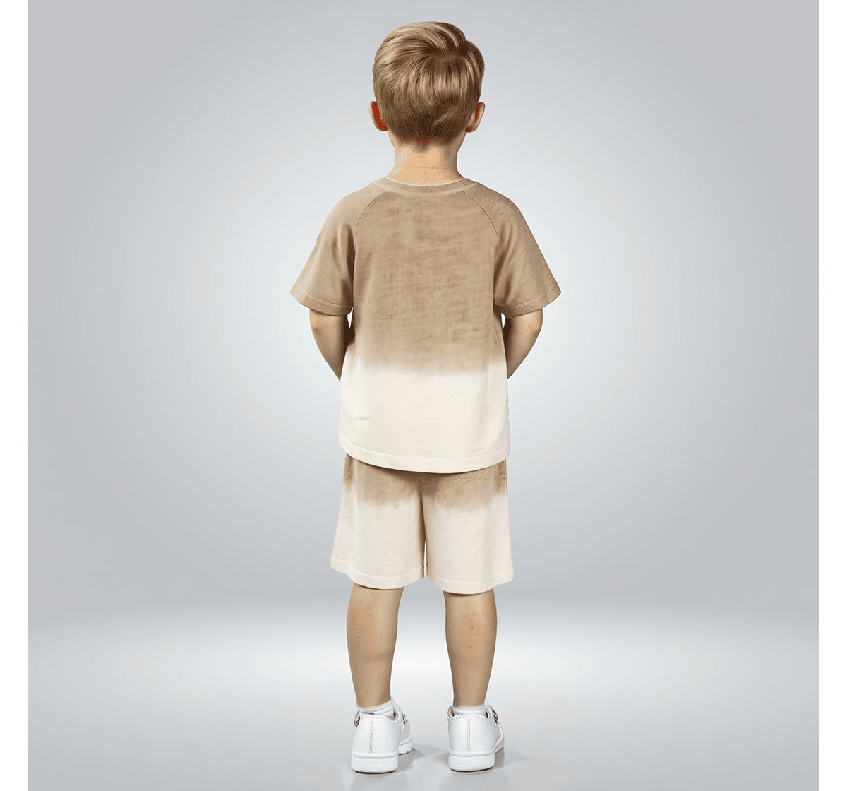 Boys printed t-shirt & shorts clothing sets Beige