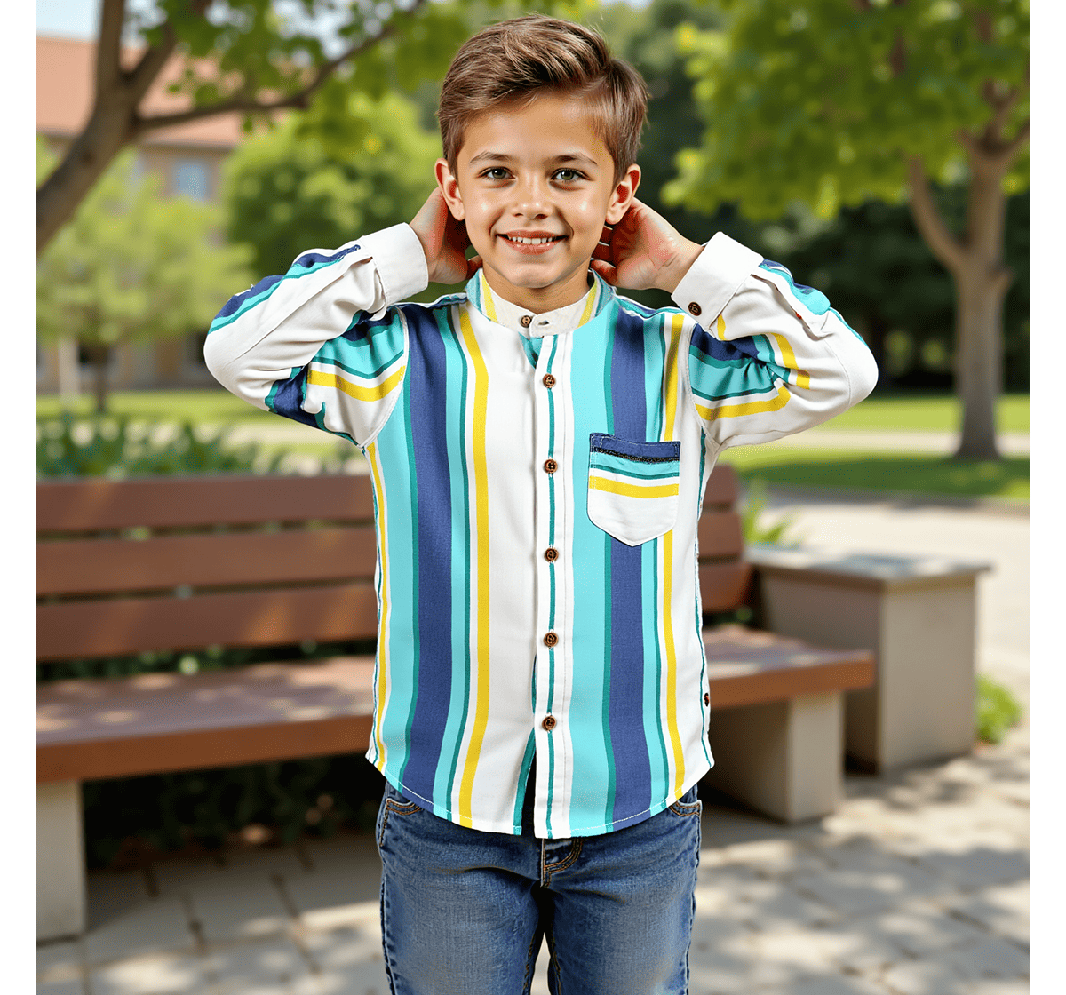 Boys striped long sleeves shirts Multicolor