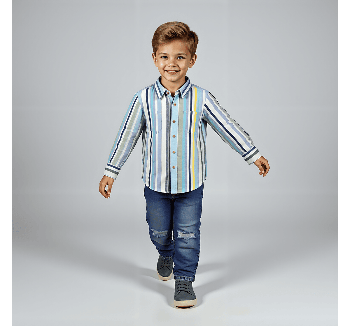 Boys striped long sleeves shirts Blue