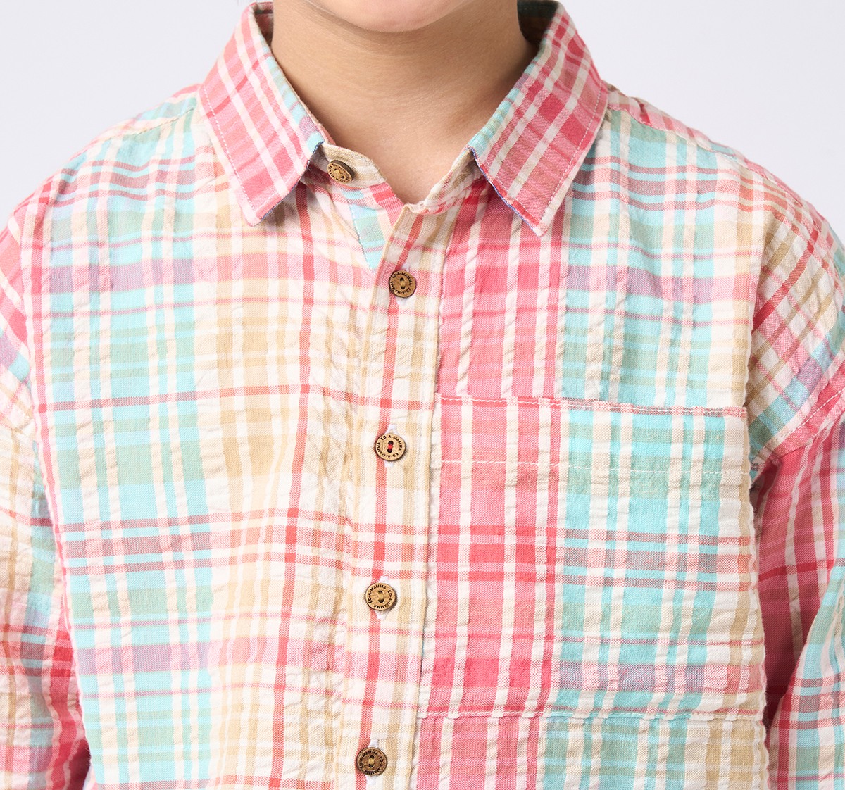 Boys checked long sleeves shirts Red