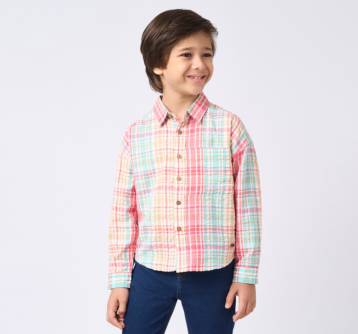 Boys checked long sleeves shirts Red