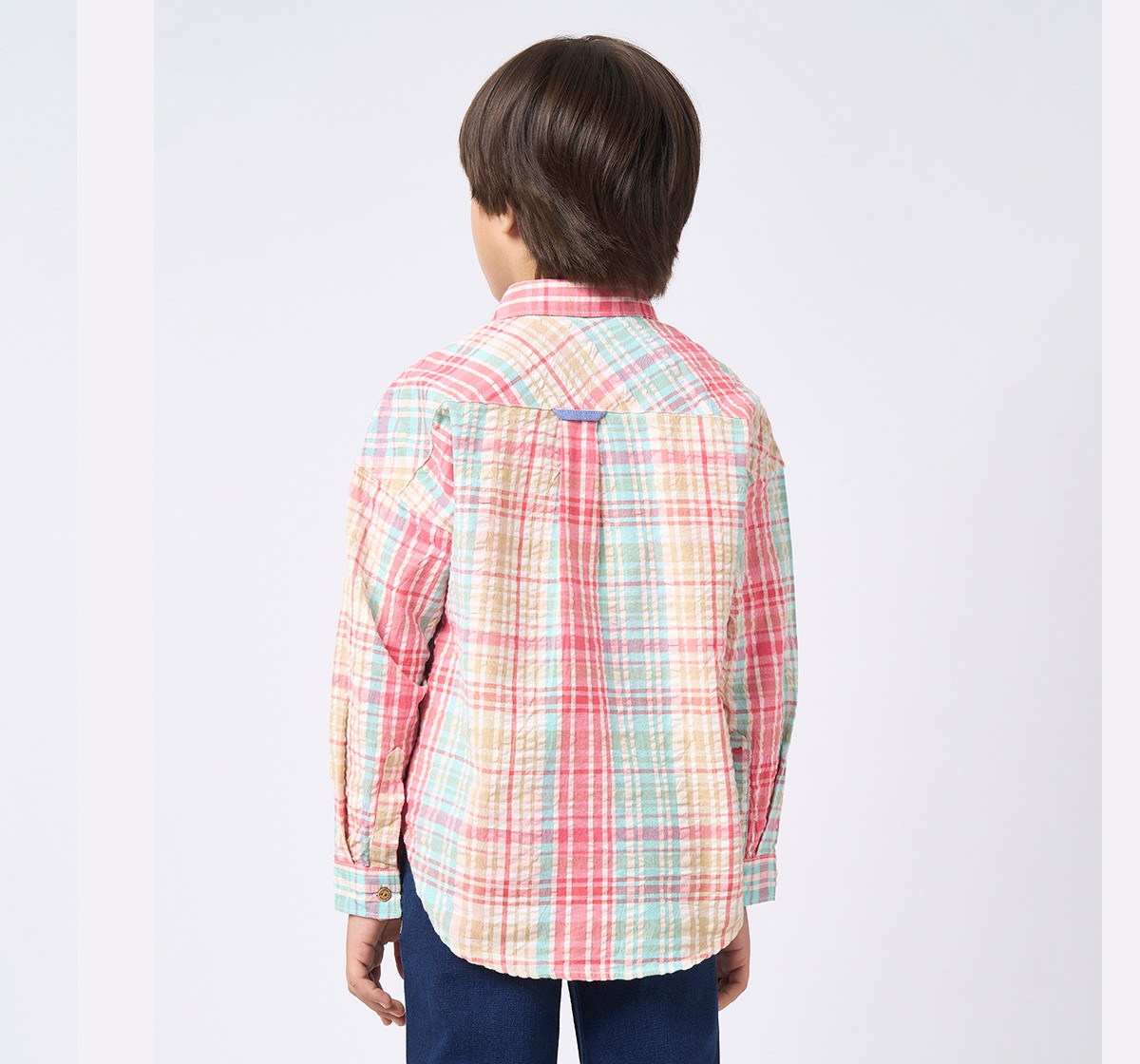 Boys checked long sleeves shirts Red