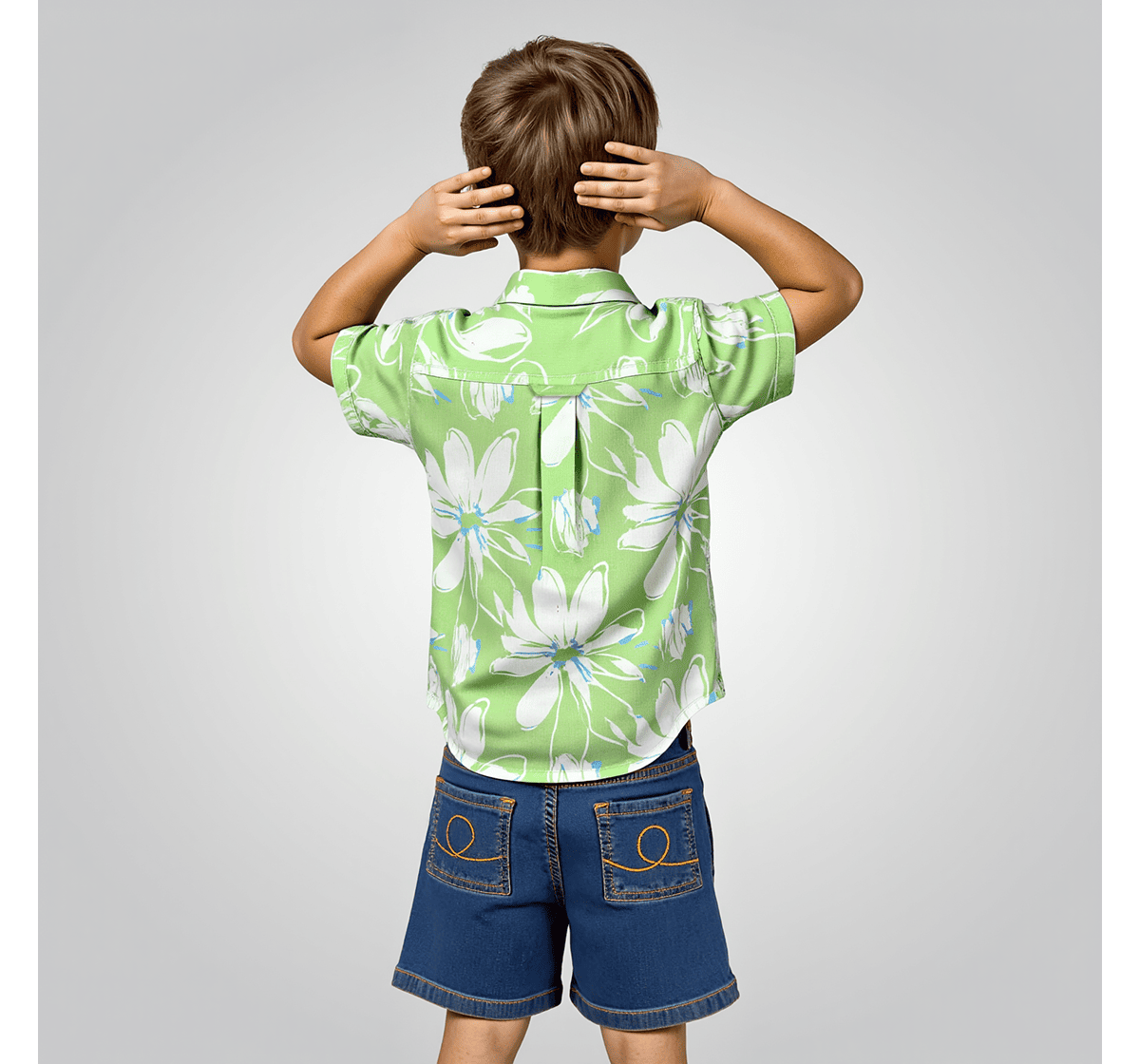 Boys printed short sleeves shirts Green