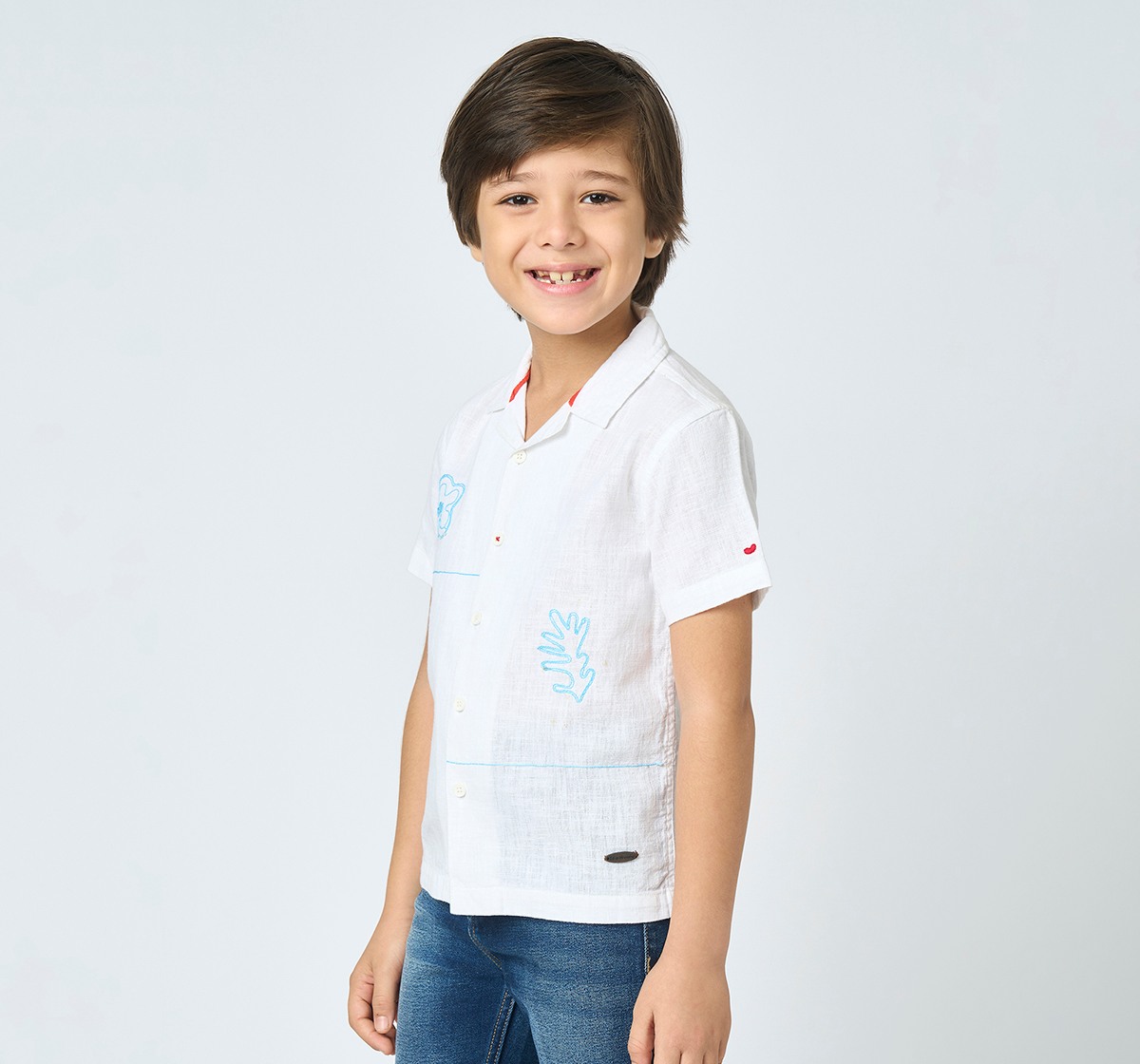 Boys half sleeves shirt White