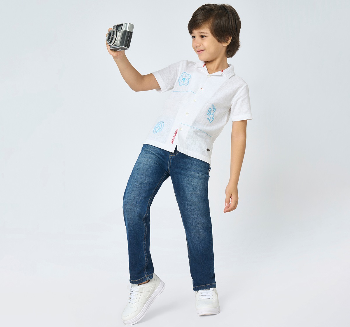 Boys half sleeves shirt White