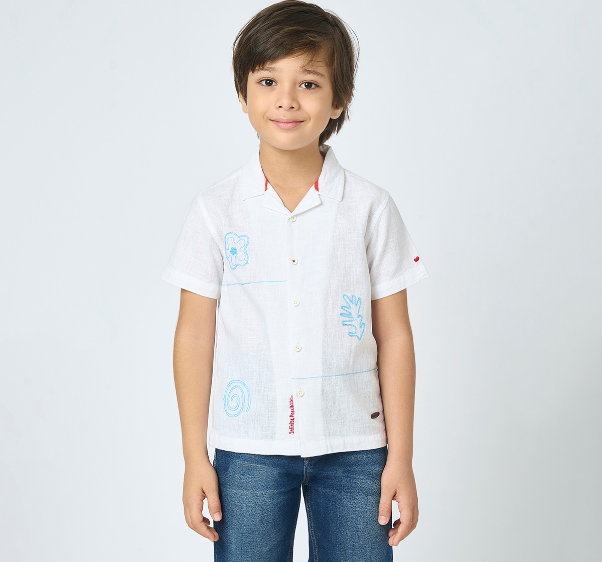 Boys half sleeves shirt White