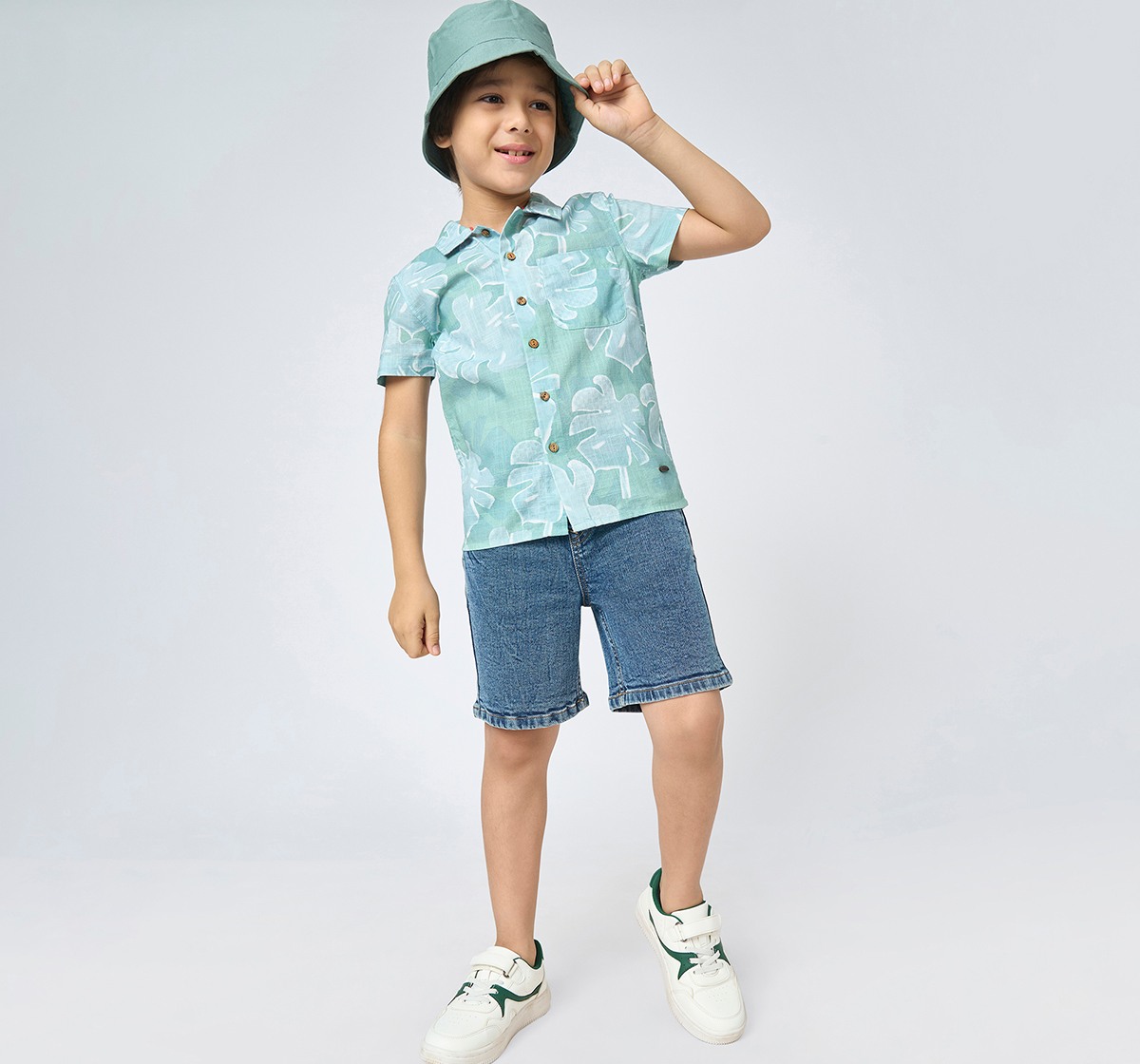 Boys half sleeves shirt Green