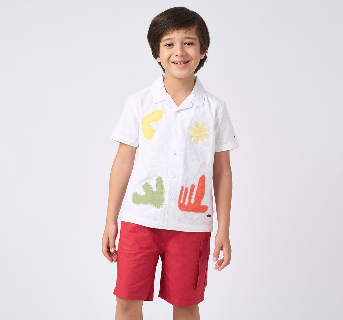Boys half sleeves shirt White