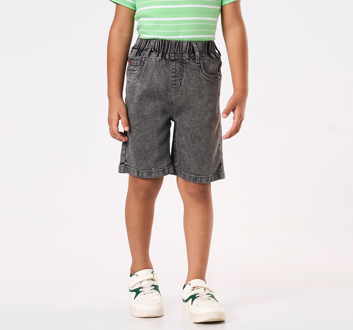 Boys' Comfort-Fit Elastic Waist Denim Shorts – Black