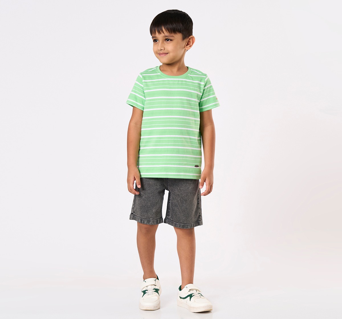 Boys' Comfort-Fit Elastic Waist Denim Shorts – Black