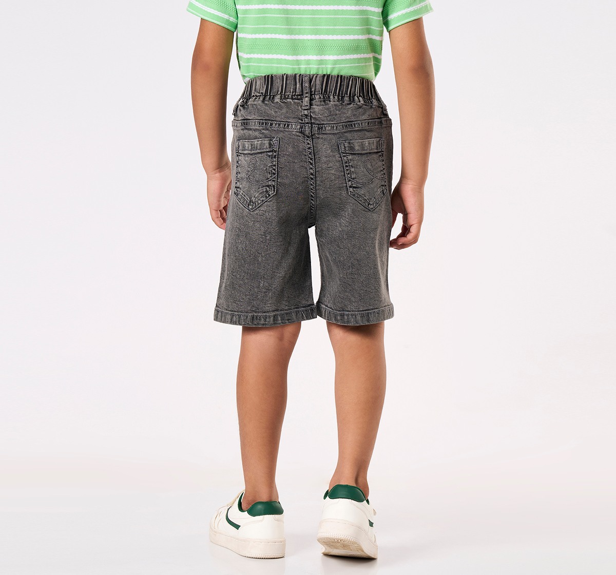 Boys' Comfort-Fit Elastic Waist Denim Shorts – Black