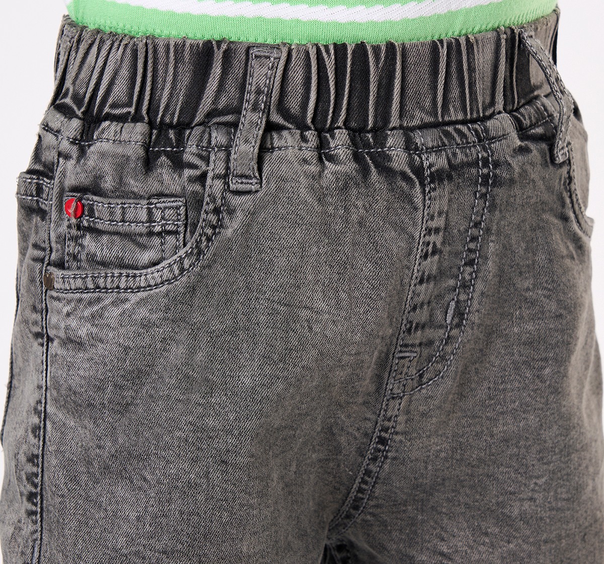 Boys' Comfort-Fit Elastic Waist Denim Shorts – Black