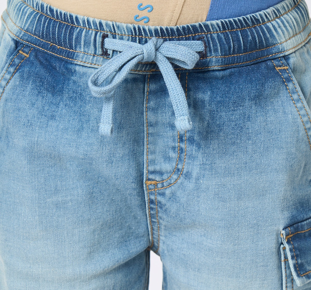 Boys pull up indigo denim shorts Blue