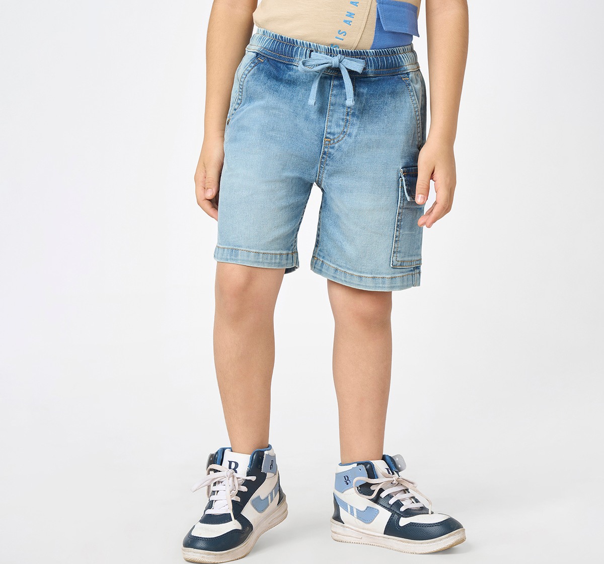 Boys pull up indigo denim shorts Blue