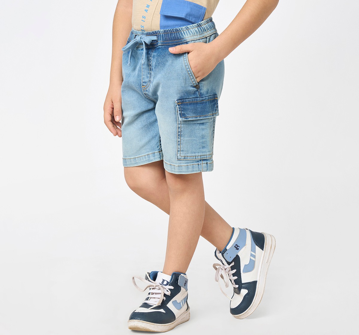 Boys pull up indigo denim shorts  Blue