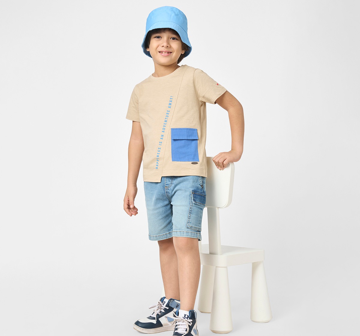 Boys pull up indigo denim shorts  Blue