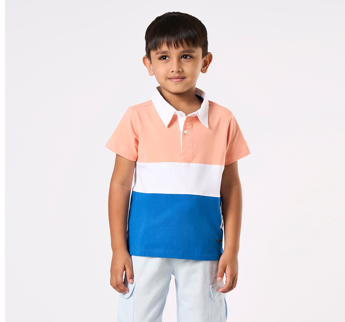 Boys' Tri-Color Block Rugby Polo Shirt