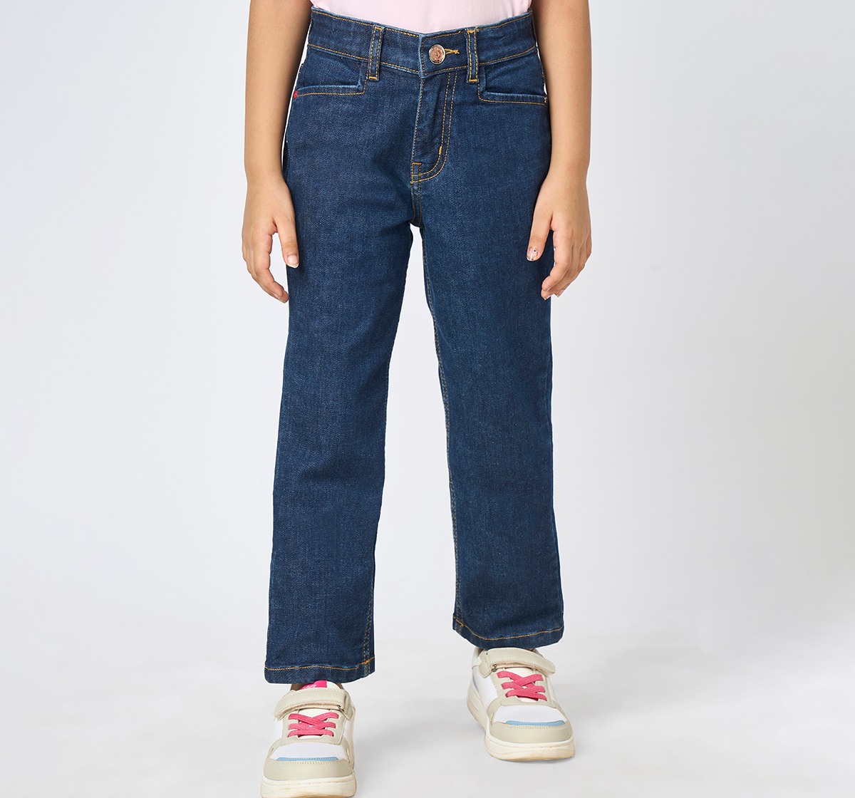 Girl  Washed Jeans mid blue