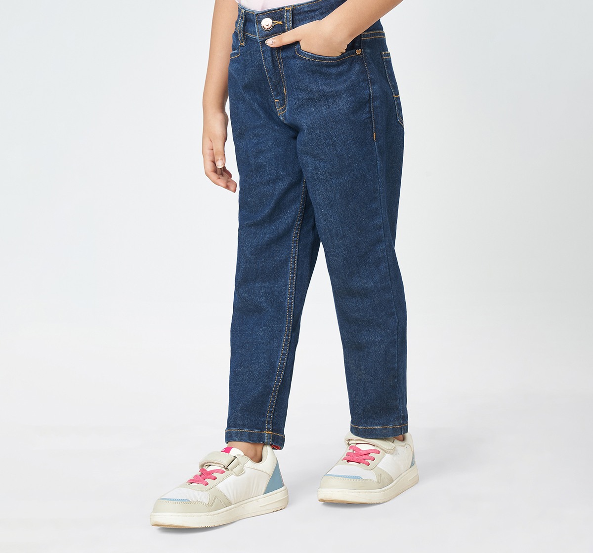 Girl  Washed Jeans mid blue