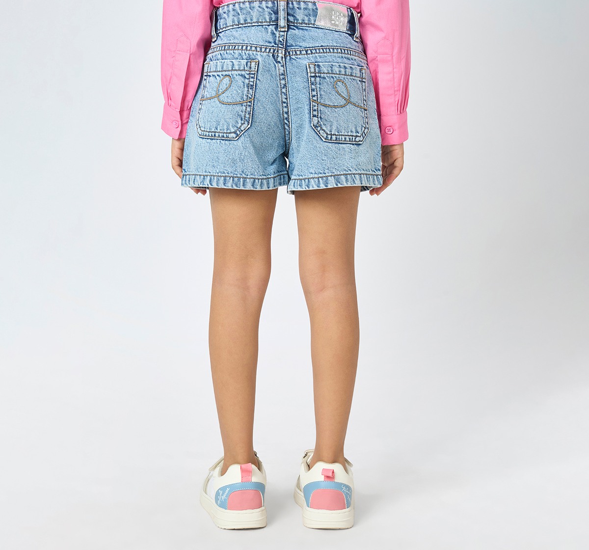 Girl  Embroidered Shorts mid blue