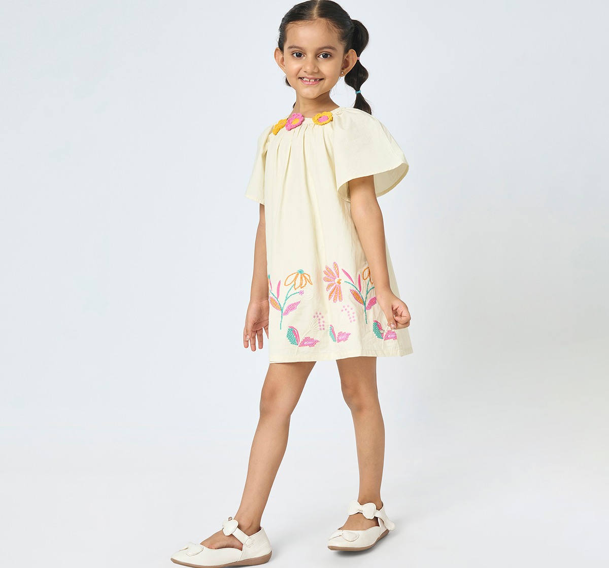 Girl  Embroidered Dress off-white