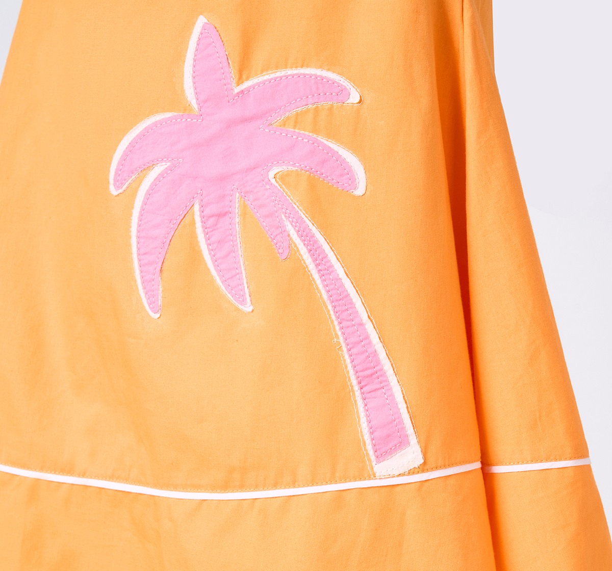 Girls Embroidered Short Sleeves Dress Orange