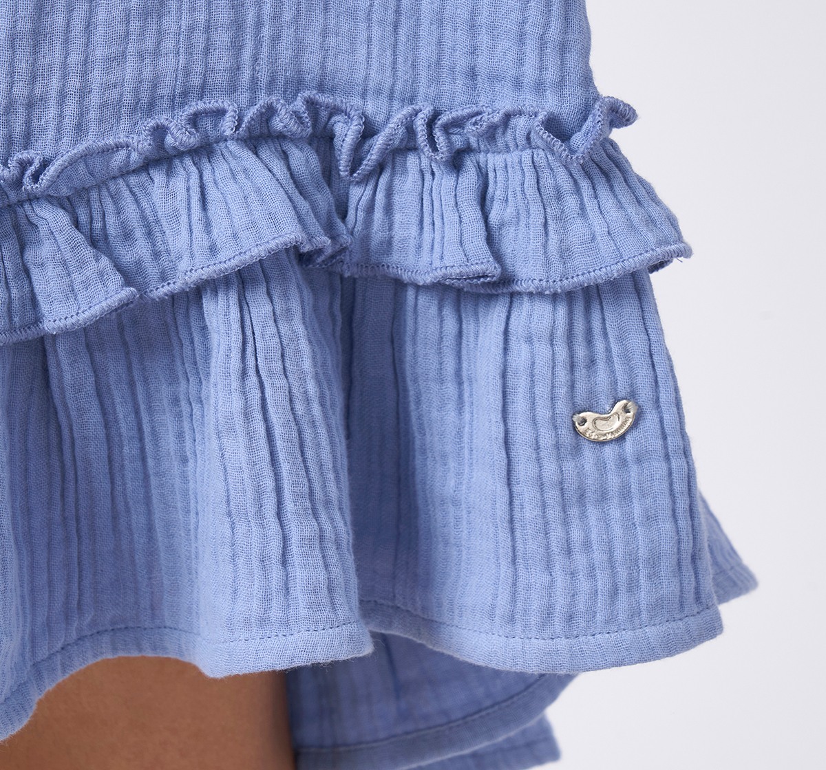 Girls Embroidered Long Sleeves Dress Blue