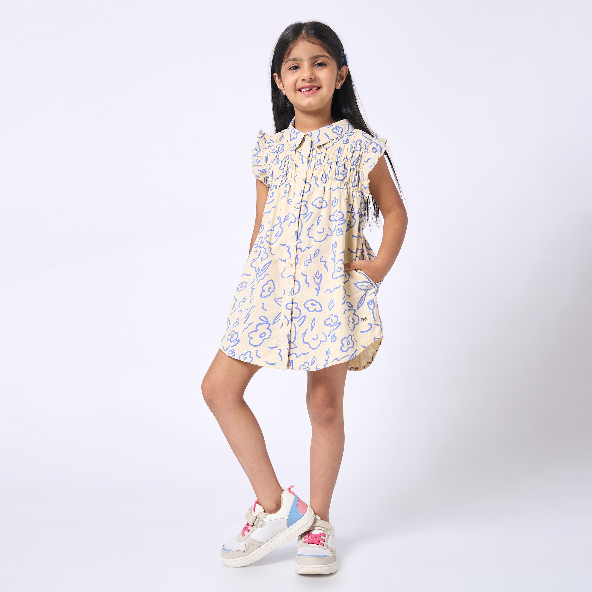 Girls printed sleeveless dress Multicolor