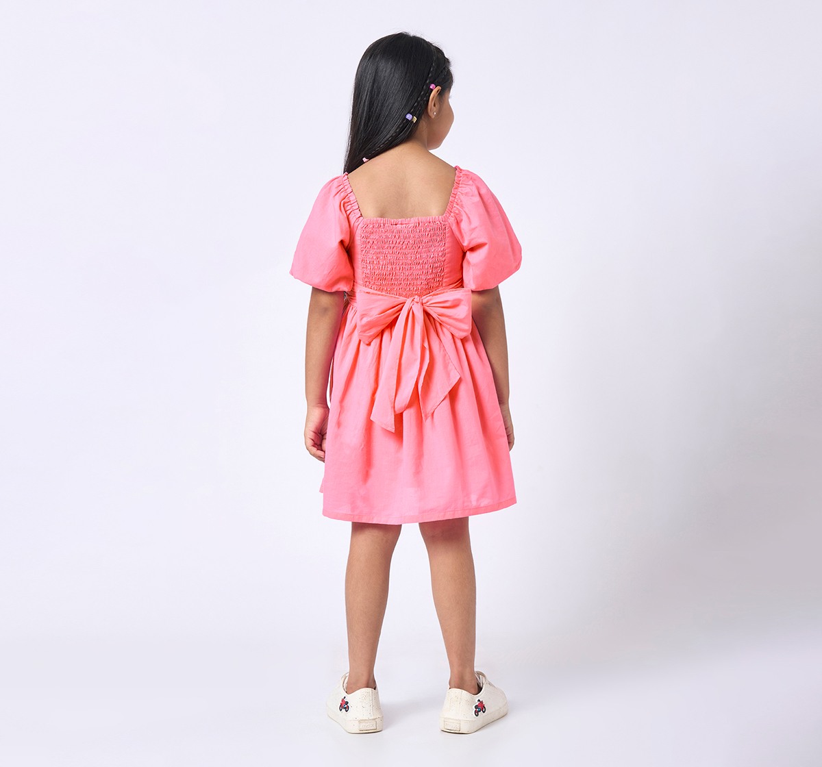 Girls Short Sleeves Dress Pink