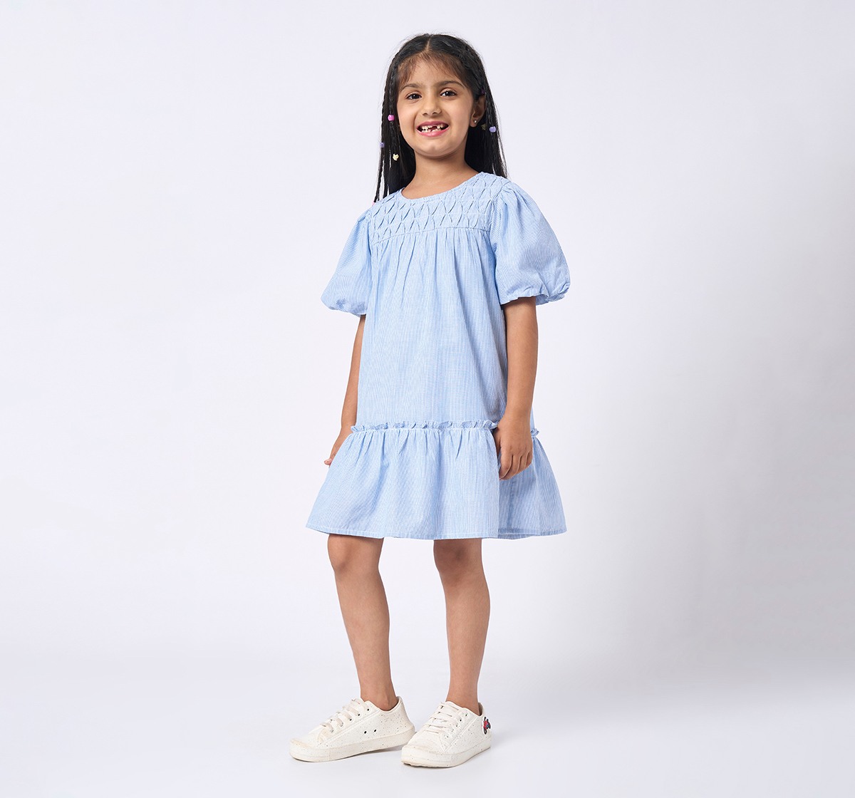 Girl  Striped Dress blue & white