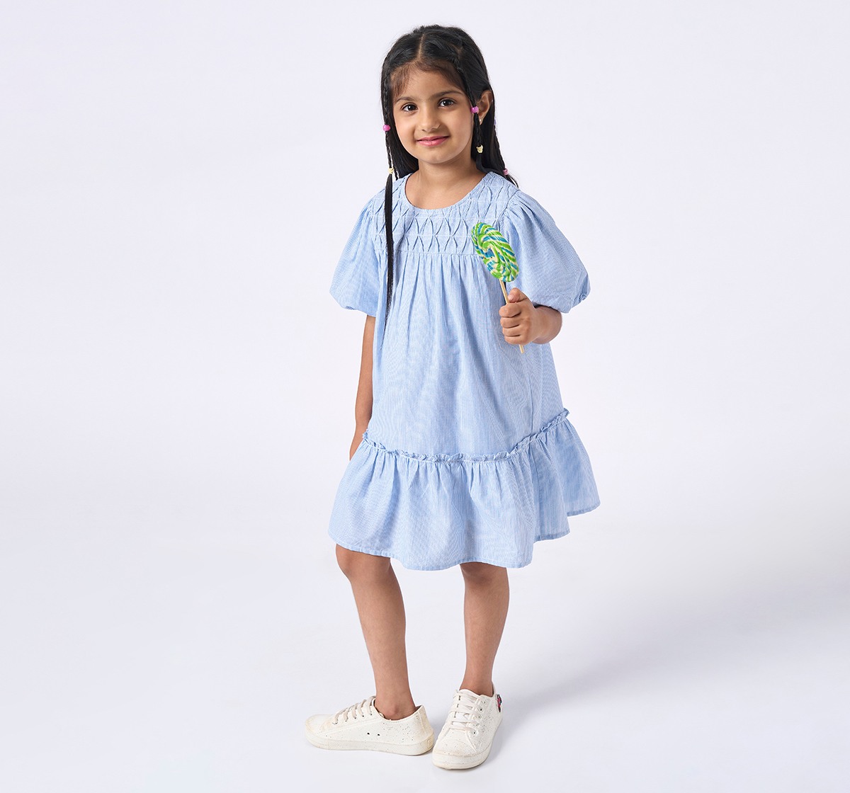 Girl  Striped Dress blue & white