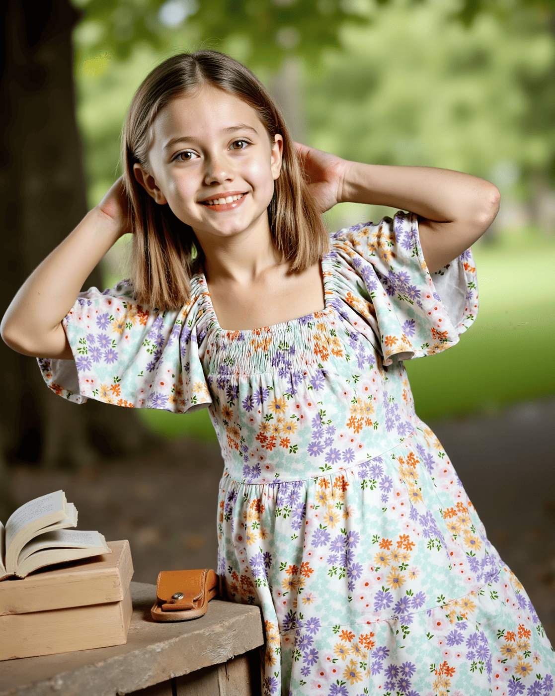 Girls Printed Short Sleeves Dress