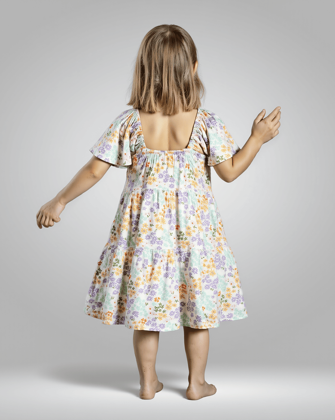 Girls Printed Short Sleeves Dress