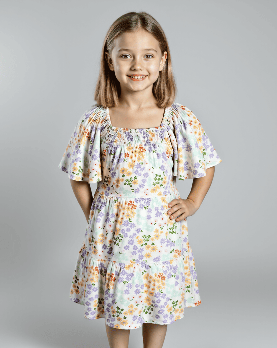 Girls Printed Short Sleeves Dress